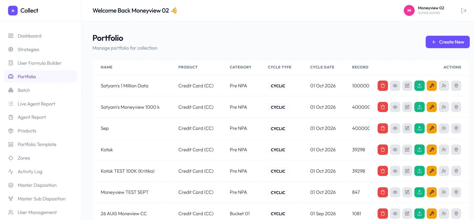 N-Collect collection strategy and execution dashboard